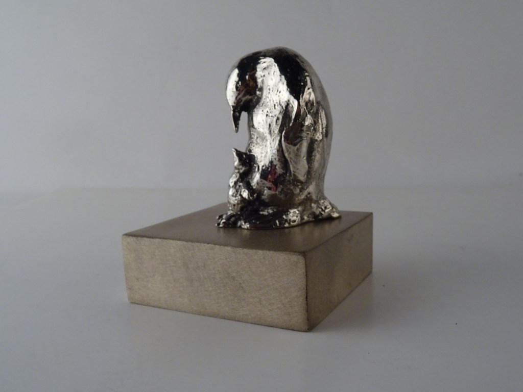 Mother and Chick silver bronze Sculpture